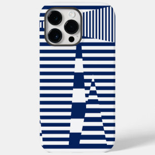 Coque Pour Pour iPhone 14 Pro Max Bleu et blanc sur bandes