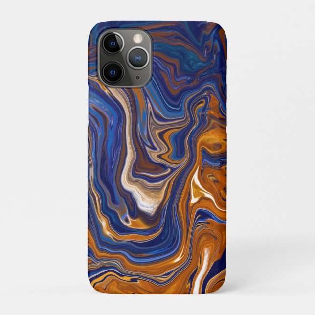 Coques Case-Mate iPhone Bleu et cuivre Art moderne Abstrait (Dos)