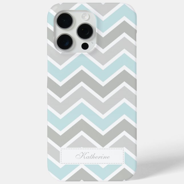 Coques Case-Mate iPhone Bleu et gris Zigzag Chevron Motif (Verso)