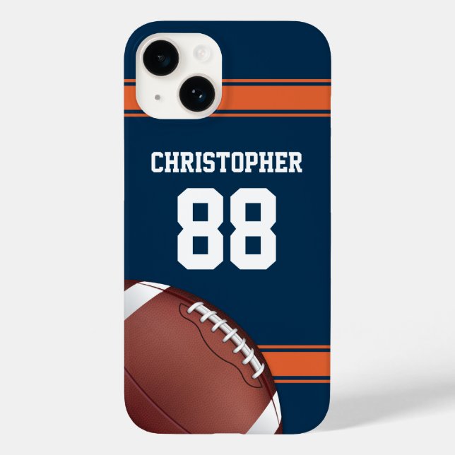 Coques Case-Mate iPhone Bleu et Orange Grille Jersey Fer Football (Verso)