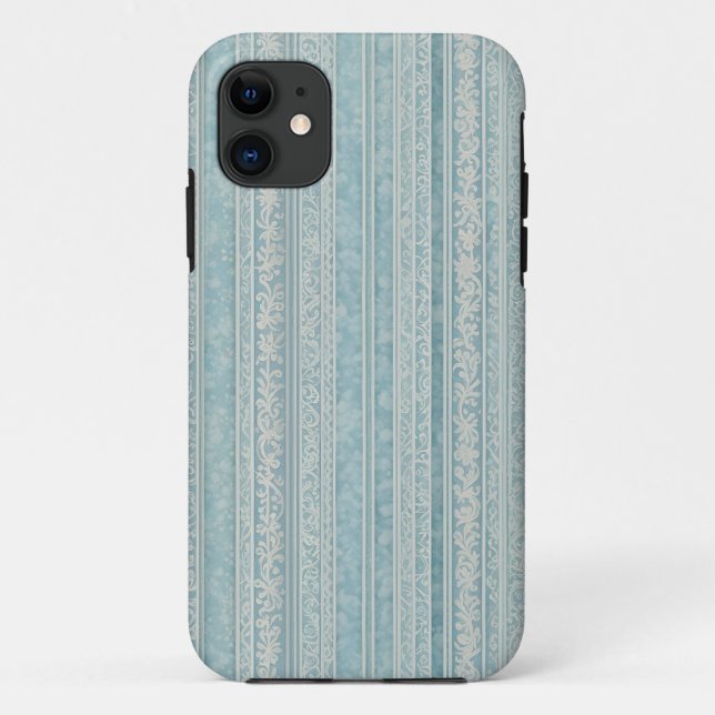 Coques Case-Mate iPhone Bleu et rayures de crème (Dos)