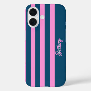 Coques iPhone 16 Bleu et rose Motif personnalisé