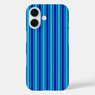 Coques iPhone 16 Bleu et turquoise bandes bonbons Coque-Mate iPhone