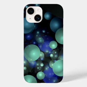 Coques Pour iPhone Bleu et Vert bulle 3d Art Abstrait sur noir