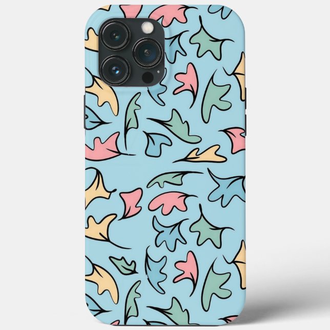 Coques Case-Mate iPhone Bleu Feuille Pastel (Verso)
