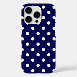 Coques iPhone 16 Pro Bleu Foncé Et Pois Blancs Design