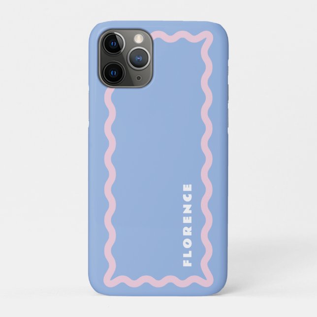 Coques Case-Mate iPhone Bleu foncé et rose pâle avec le texte (Dos)