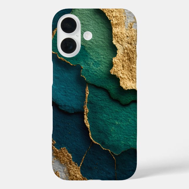 Coques Case-Mate iPhone Bleu foncé, vert et or (Verso)
