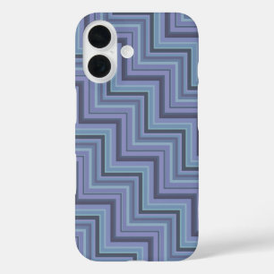 Coques iPhone 16 Bleu gris rayures motif