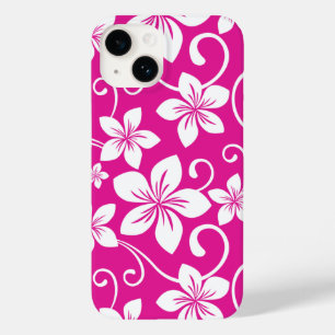 COQUE POUR iPhone 14 BLEU HAWAII (ROSE CHAUDE)