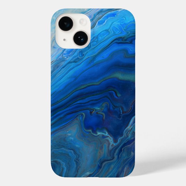 Coques Case-Mate iPhone Bleu Marbre Agate Texture Fluide Art (Verso)