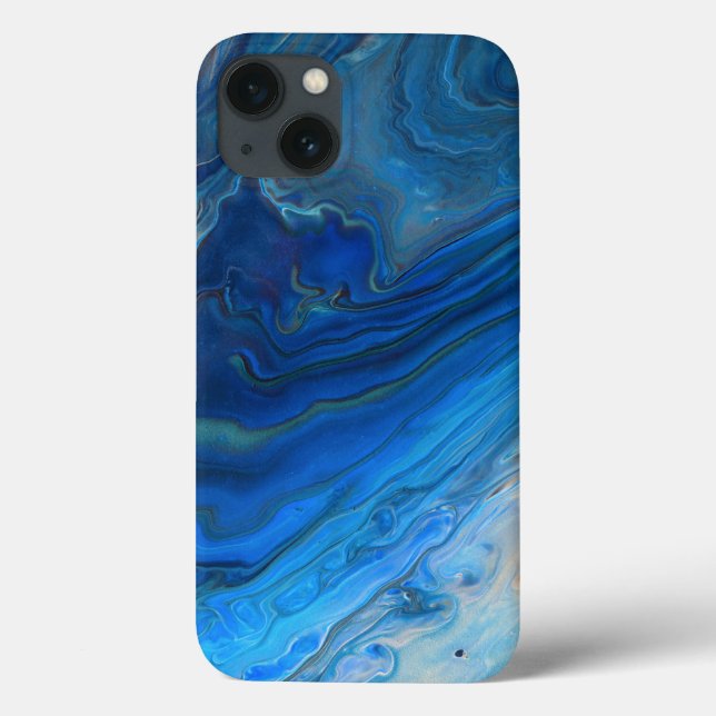 Coques Case-Mate iPhone Bleu Marbre Agate Texture Fluide Art (Verso)