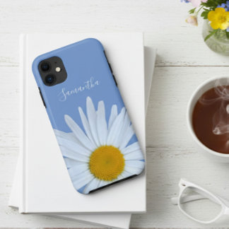 Case-Mate iPhone Case Bleu marguerrier Élégant Script blanc