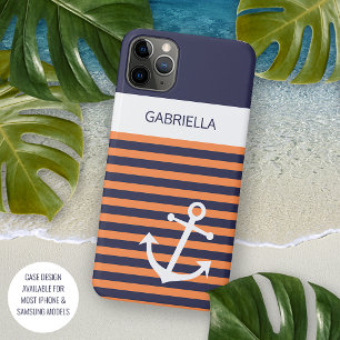Case-Mate iPhone Case Bleu marine foncé personnalisé bandes blanches ora