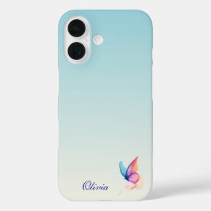 Coques iPhone 16 Bleu minimaliste personnalisé