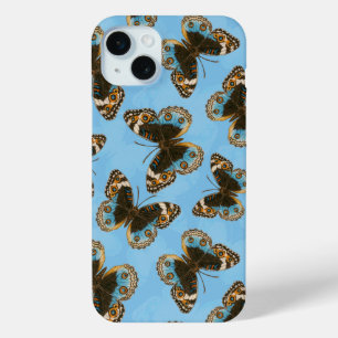 Coque iPhone 15 Mini Bleu motif papillon Pansy