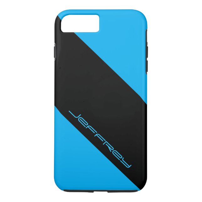 Coques Case-Mate iPhone Bleu/Noir moderne en bande Personnaliser le nom (Dos)