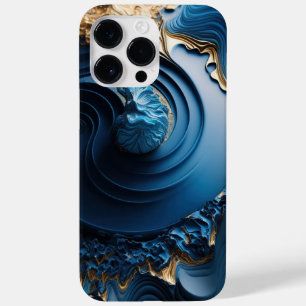 COQUE POUR POUR iPhone 14 PRO MAX BLEU & OR ABSTRAIT LIQUIDE REGARDS SWIRLS