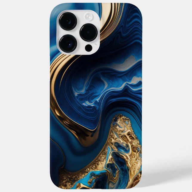 COQUES Case-Mate iPhone BLEU & OR ABSTRAIT LIQUIDE REGARDS SWIRLS (Verso)