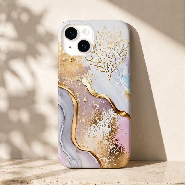 Coques Case-Mate iPhone Bleu or et marbre pourpre (Créateur téléchargé)