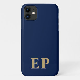 Case-Mate iPhone Case Bleu & Or Monogramme Initial Minimaliste Moderne