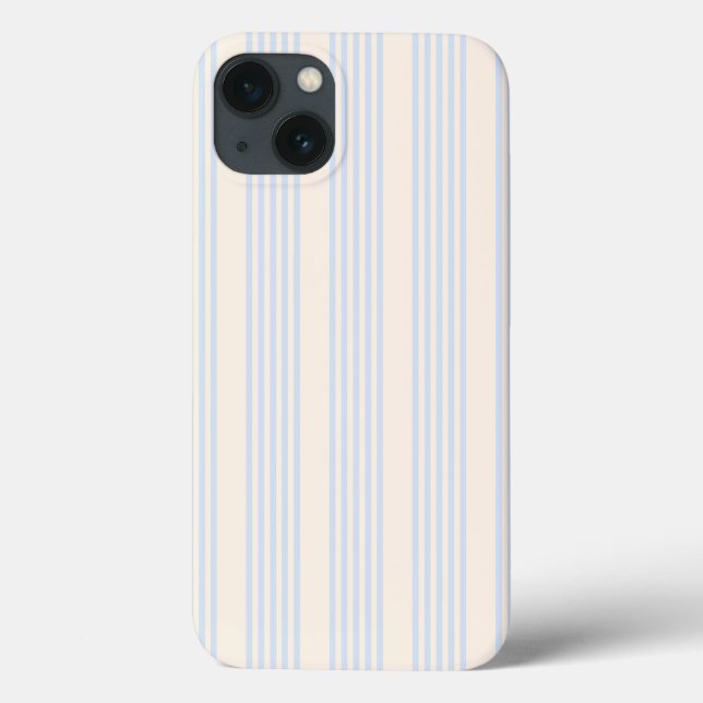 Coques Case-Mate iPhone Bleu pâle et beige cinq rayures motif (Verso)