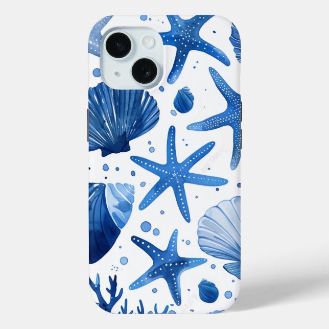 Coques Case-Mate iPhone Bleu Preppy Shells Starfish (Verso)