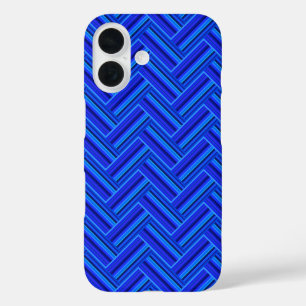 Coques iPhone 16 Bleu rayures double motif