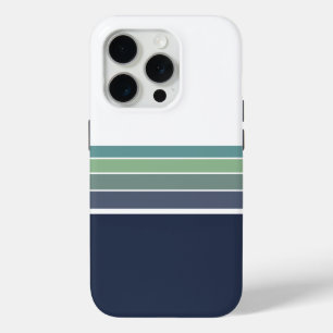 Coque iPhone 15 Pro Bleu rétro/mod et vert rayé