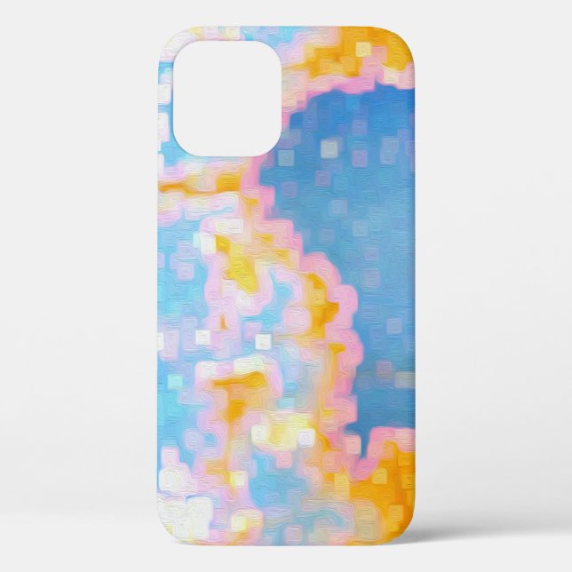 Coques Case-Mate iPhone Bleu rose clair jaune Abstrait (Verso)