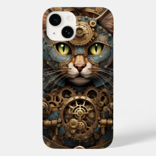 Coque Pour iPhone 14 bleu steampunk chat AI art Coque-Mate iPhone 14 Co