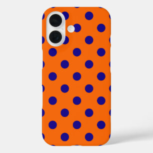 Coques iPhone 16 Bleu Sur Orange Pois Design Motif
