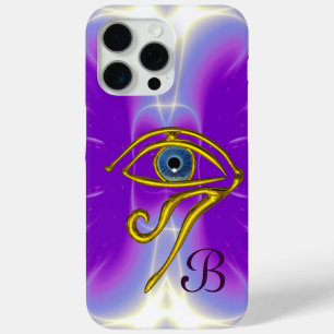 Coque iPhone 15 Pro Max BLEU TALISMAN OR HORUS OEIL MONOGRAMME violet