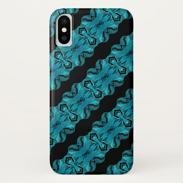 Coques Case-Mate iPhone Bleu Turquoise Motif unique/rayures (Dos)
