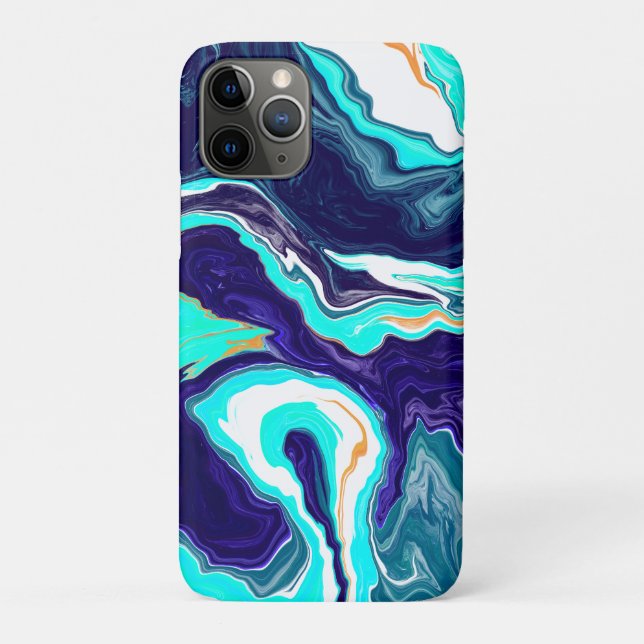 Coques Case-Mate iPhone Bleu Turquoise Océan Fluide Marbre Art (Dos)