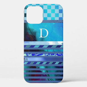 Case-Mate iPhone Case bleu turquoise rayures motif personnalisé initial