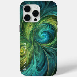 Coque iPhone 15 Pro Max Bleu vert AI Motif fractal
