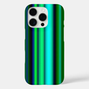 Coques iPhone 16 Pro Bleu Vert arc-en-ciel rayures