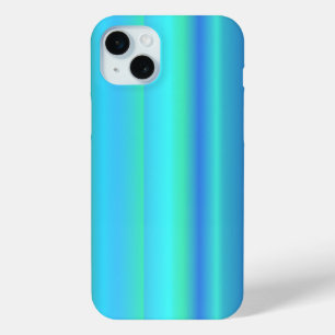 Coque iPhone 15 Mini Bleu Vert arc-en-ciel rayures