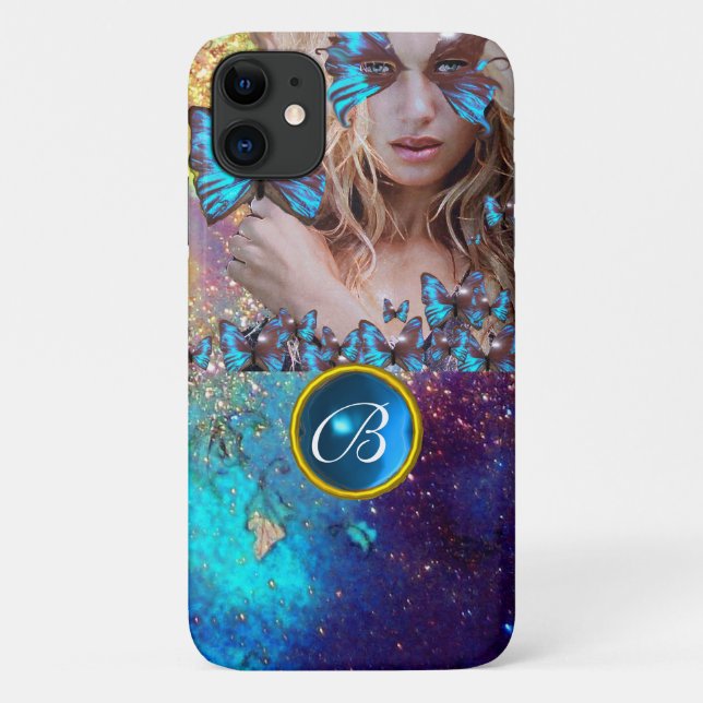 COQUES Case-Mate iPhone BLEUE BÂTIMENT LADY, TURQUOISE GOLD SPARKLE GEM MO (Dos)