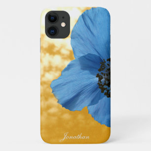 Coque Case-Mate Pour iPhone BLEUE POPPY fleur ciel doré