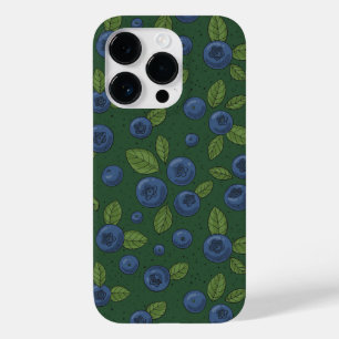 Coque Pour iPhone 14 Pro Bleus sur vert foncé