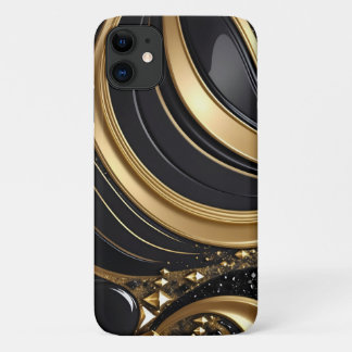 Case-Mate iPhone Case Bling Black Gold Abstrait w Pave Diamonds Parties 