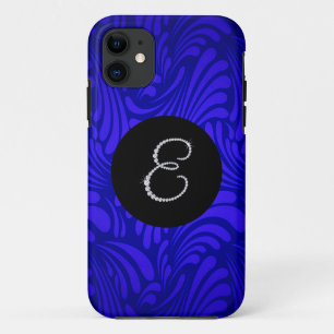 Case-Mate iPhone Case Bling Monogramme Lettre E Fond Tourbillon Bleu
