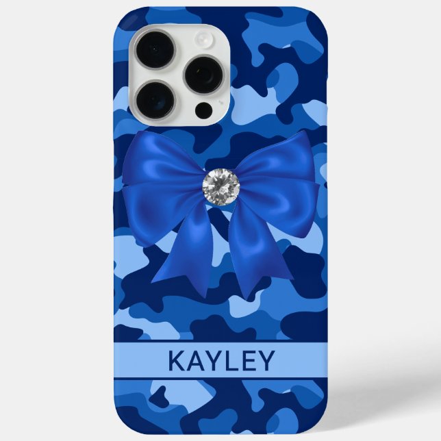 Coques Case-Mate iPhone Blingy Blue Camouflage Personalized (Verso)