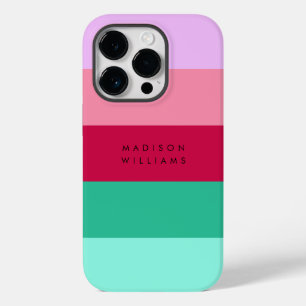 Coque Pour iPhone 14 Pro Bloc de couleur à rayures horizontales Viva Magent