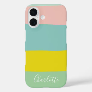 Coques iPhone 16 Bloc de couleur pastel personnalisé Moderne Minima