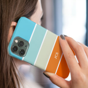 Coque Pour iPhone 14 Bloc de couleur vert turquoise moderne orange