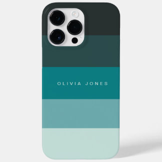 Coque Pour Pour iPhone 14 Pro Max Blocage de couleur Bande horizontale Noir et Turqu