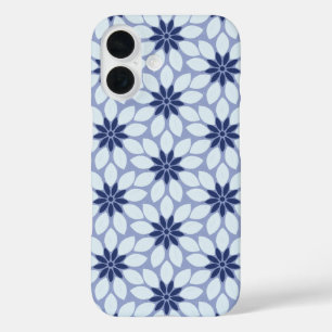 Coques iPhone 16 Blocage Imprimer Carrelage Fleurs bleues